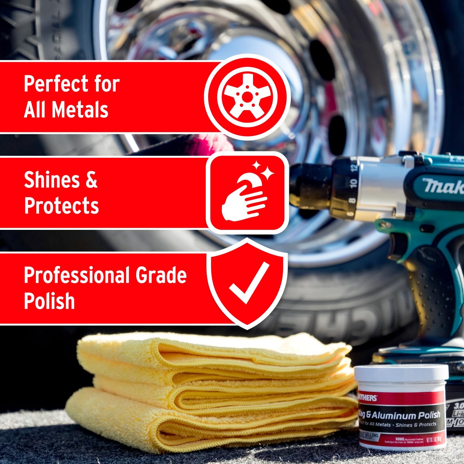Mothers Mag & Aluminum Polish, 5 oz. — Brilliant Shine, Easy to Use, For All Unc