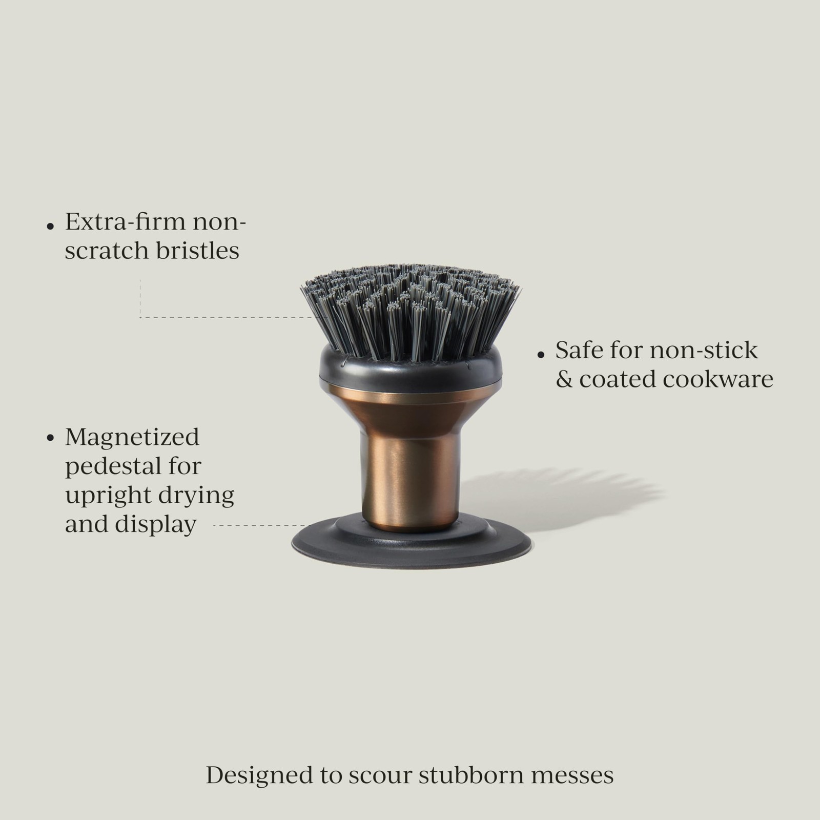 Ionic Palm Brush, Magnetized to Stand Upright, Stainless Steel with Replaceab…