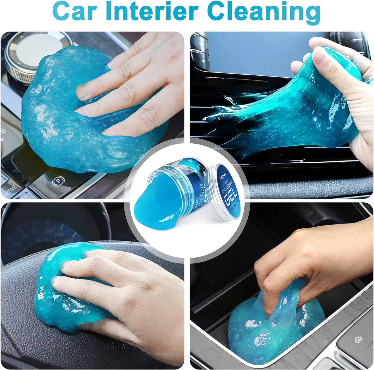 Car Cleaning Gel Detailing Putty 4-Pack, Interior Dust Cleaner (Blue)