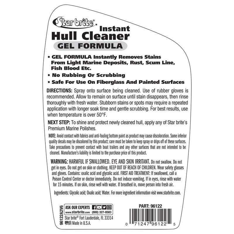 Powerful Hull Cleaner Gel Sticks Tough Stains Boat Fiberglass Plastic Marine Use