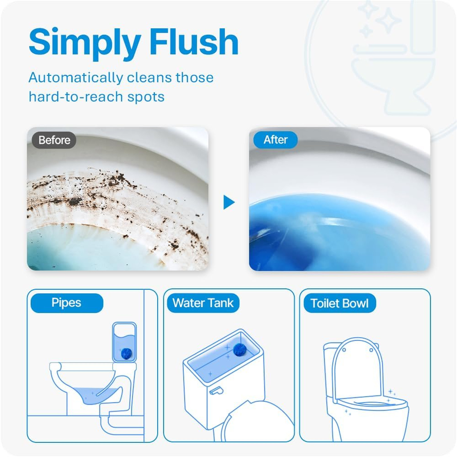 Disposable Toilet Bowl Cleaners, Odor Eliminator Tablets, Fresh Scent