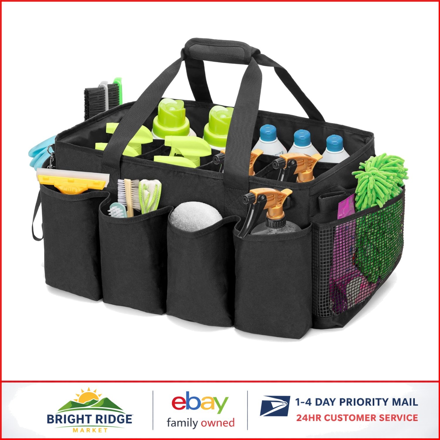 Extra-Large Cleaning Caddy with Multi Pockets for Home and Car Organization