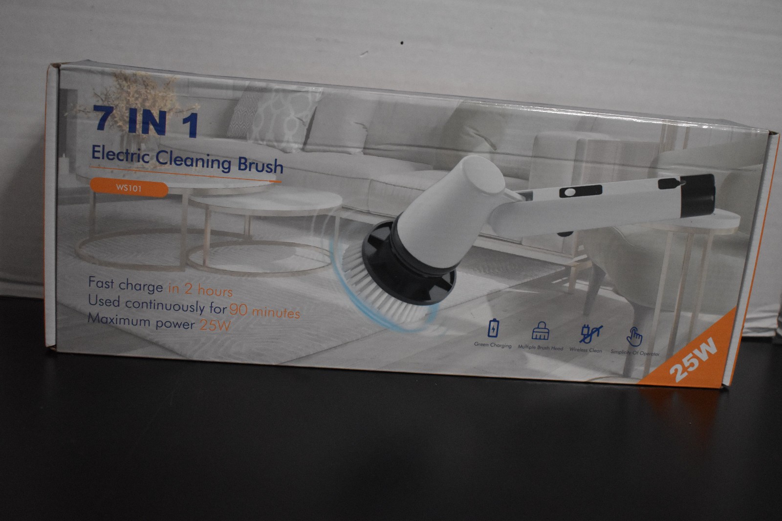 7 in1 cordless Spin Scrubber Bathroom Tub Scrubber w/ Long Handle NEW