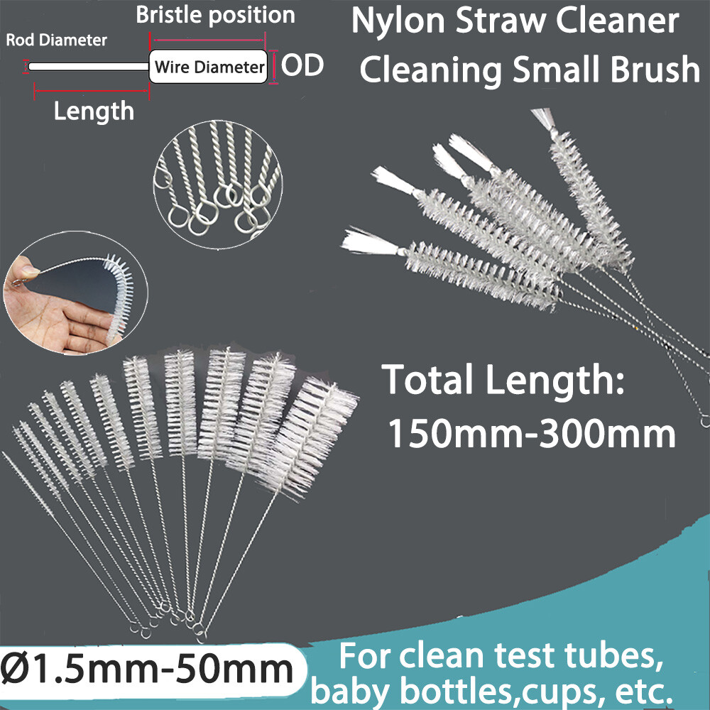 1-10PCS Nylon Straw Cleaner Cleaning Brush Small Long Handle Inner Hole Brushes