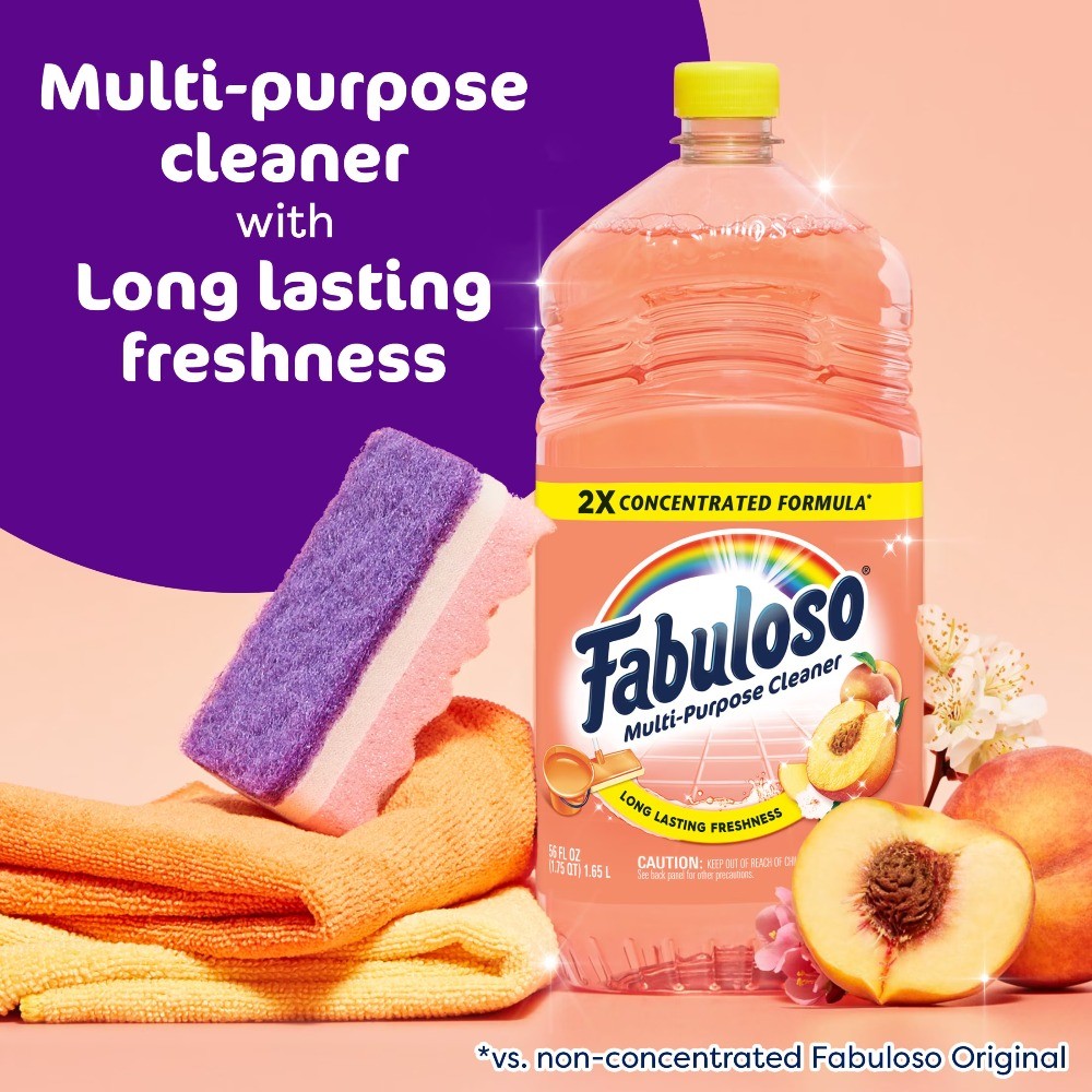 (2 pack) 2X Multi-Purpose Cleaner, No Rinse Floor Cleaner, Peach Scent, 56 fl oz