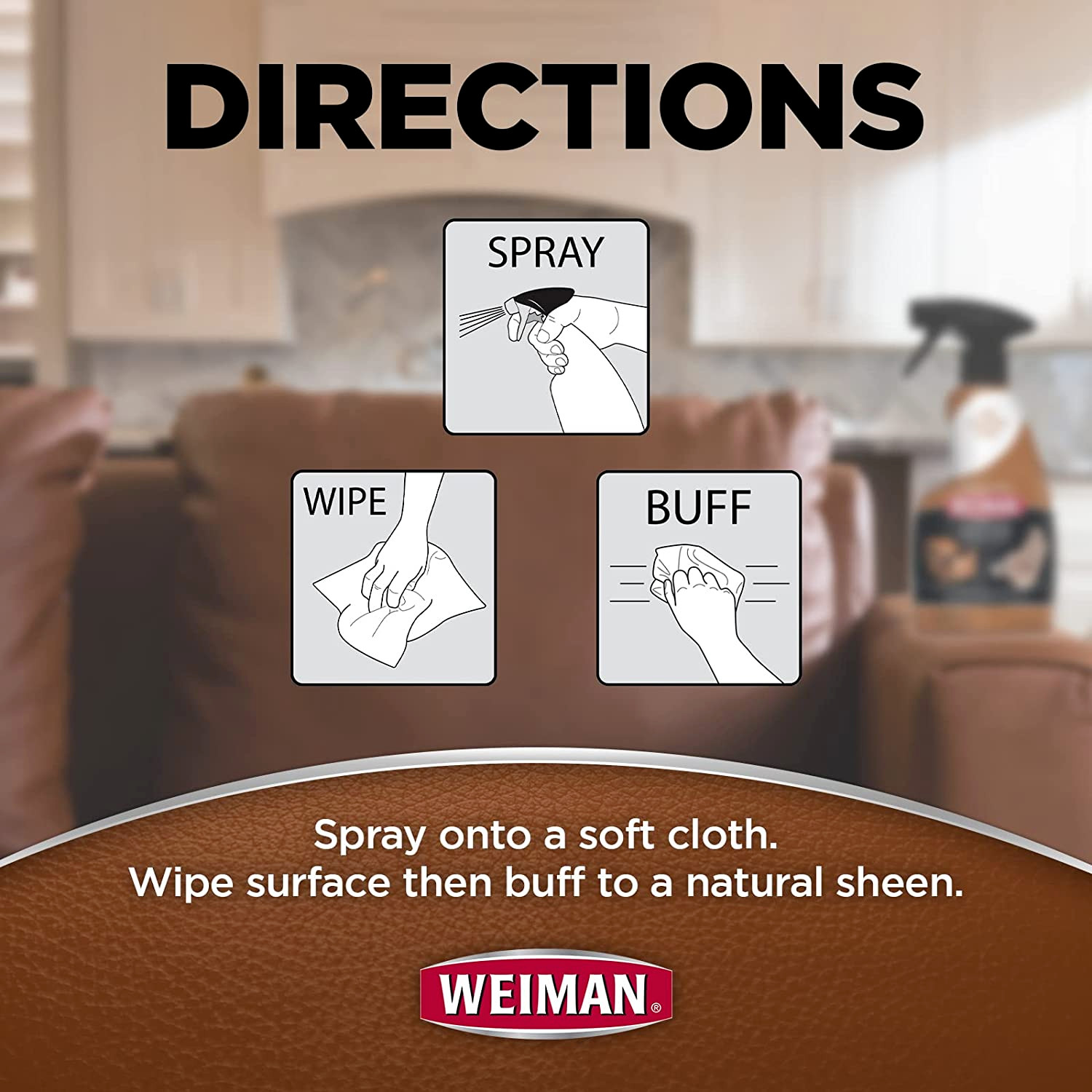Weiman Leather Cleaner Conditioner For Furniture UV Protection 22 Ounce pack 2
