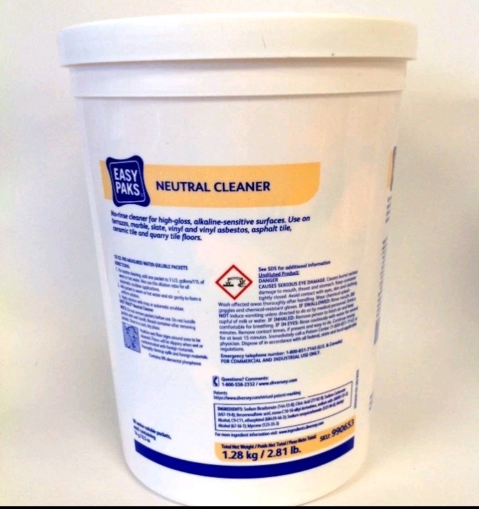 Case of 180 (2-90 Packs) Diversey Easy Paks Neutral Cleaner 990653 NEW