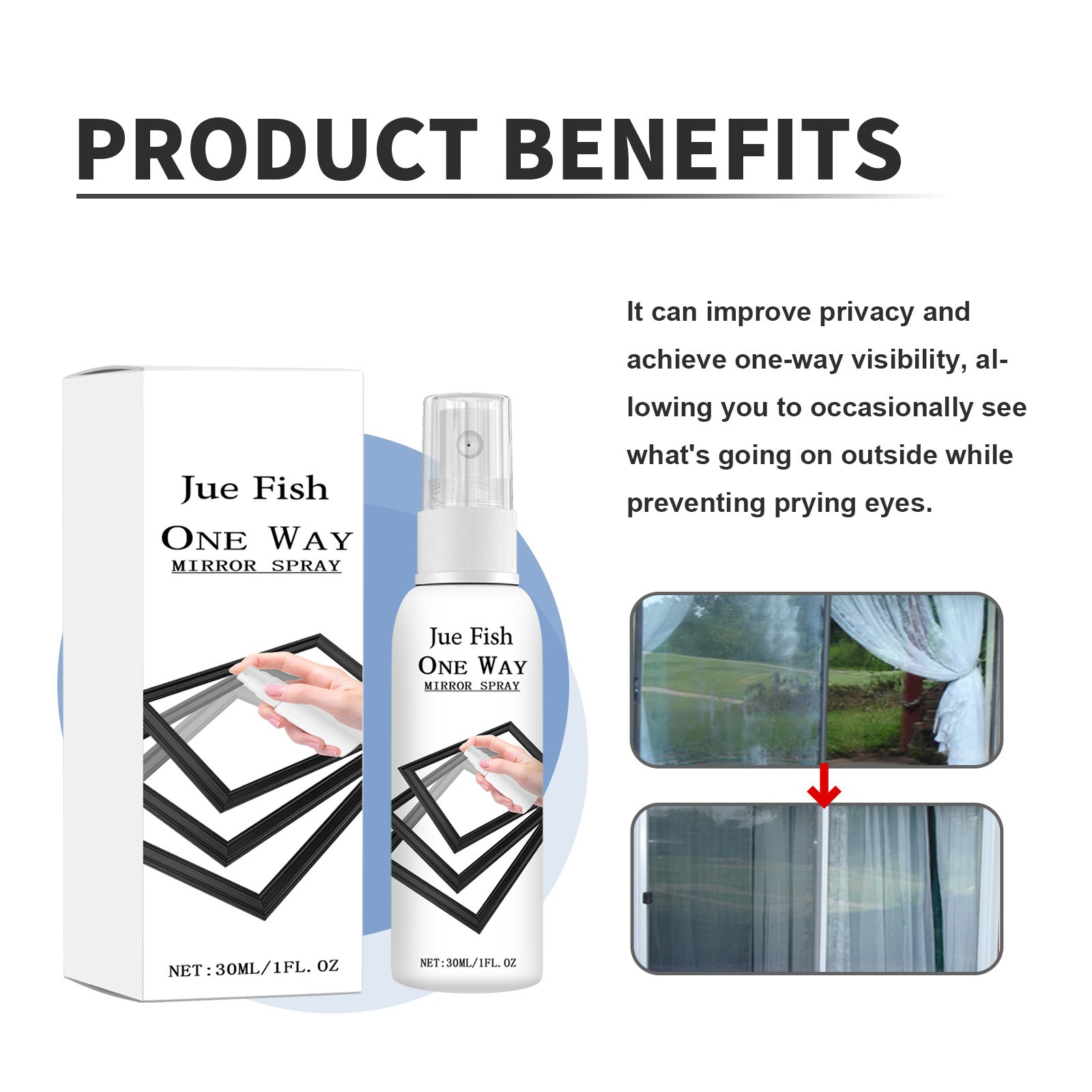 Mirror Privacy Spray One Way Glass Coating Anti Glare Reflective Car Home