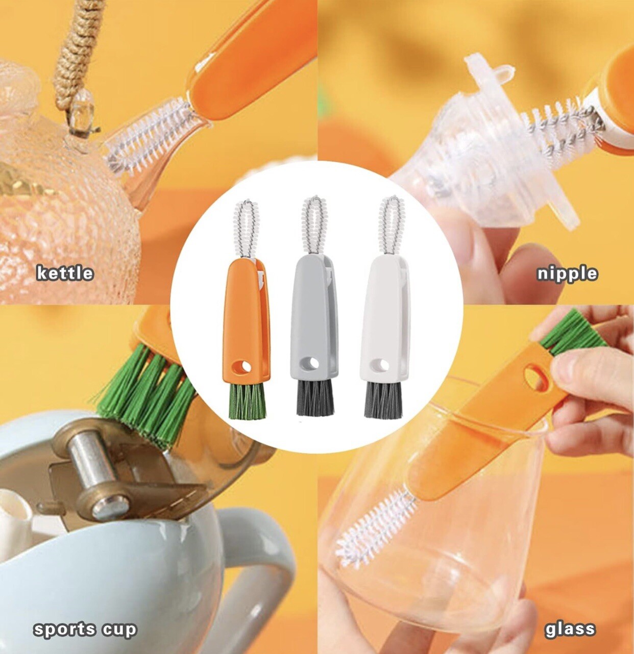 16 Pcs Multi Surface Scrub Brush Set Versatile For Kitchen Cleaning Water Bottle