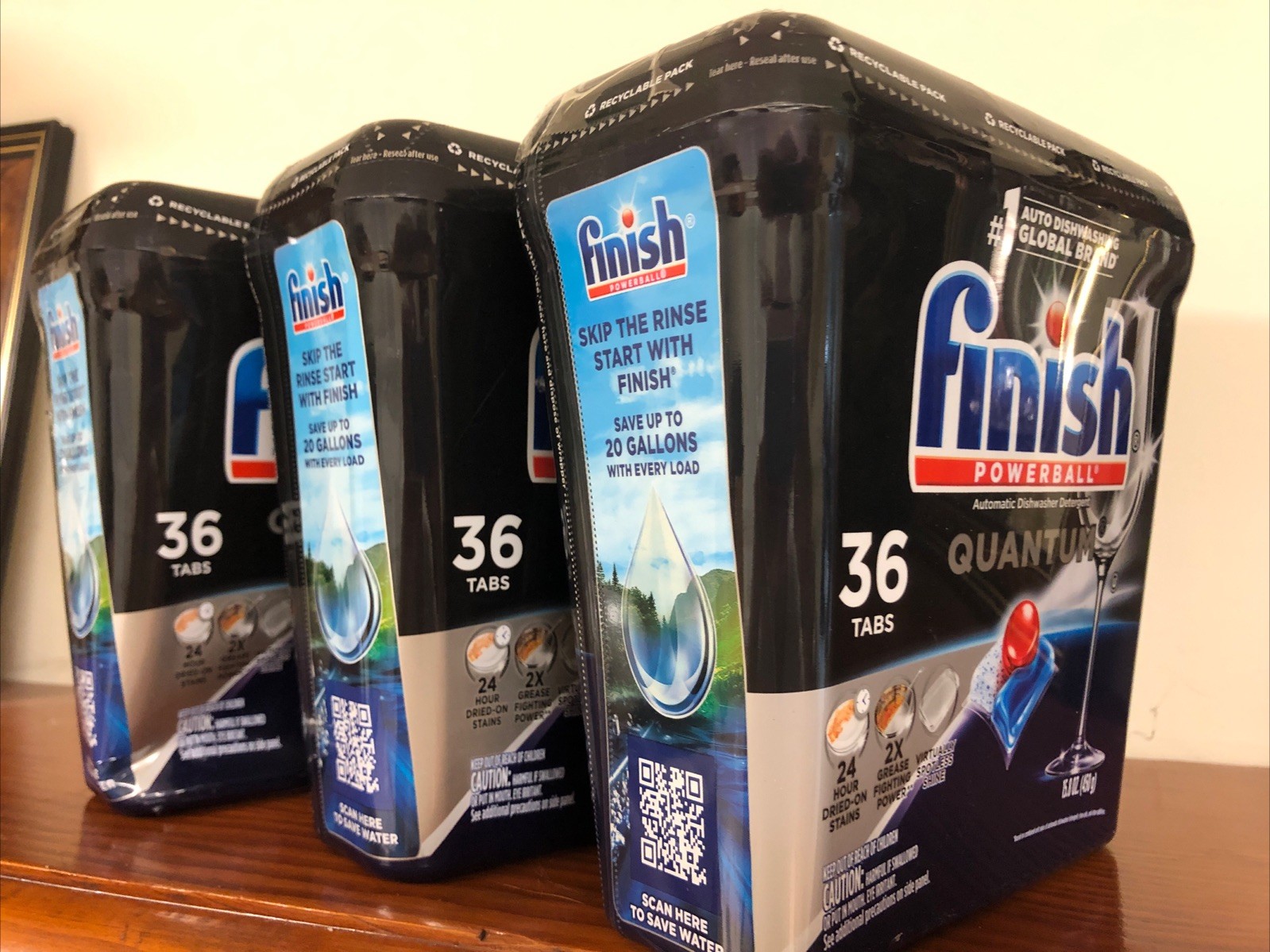 3 Pk Finish Powerball Quantum 36 tabs Autodishwasher 15.8 oz