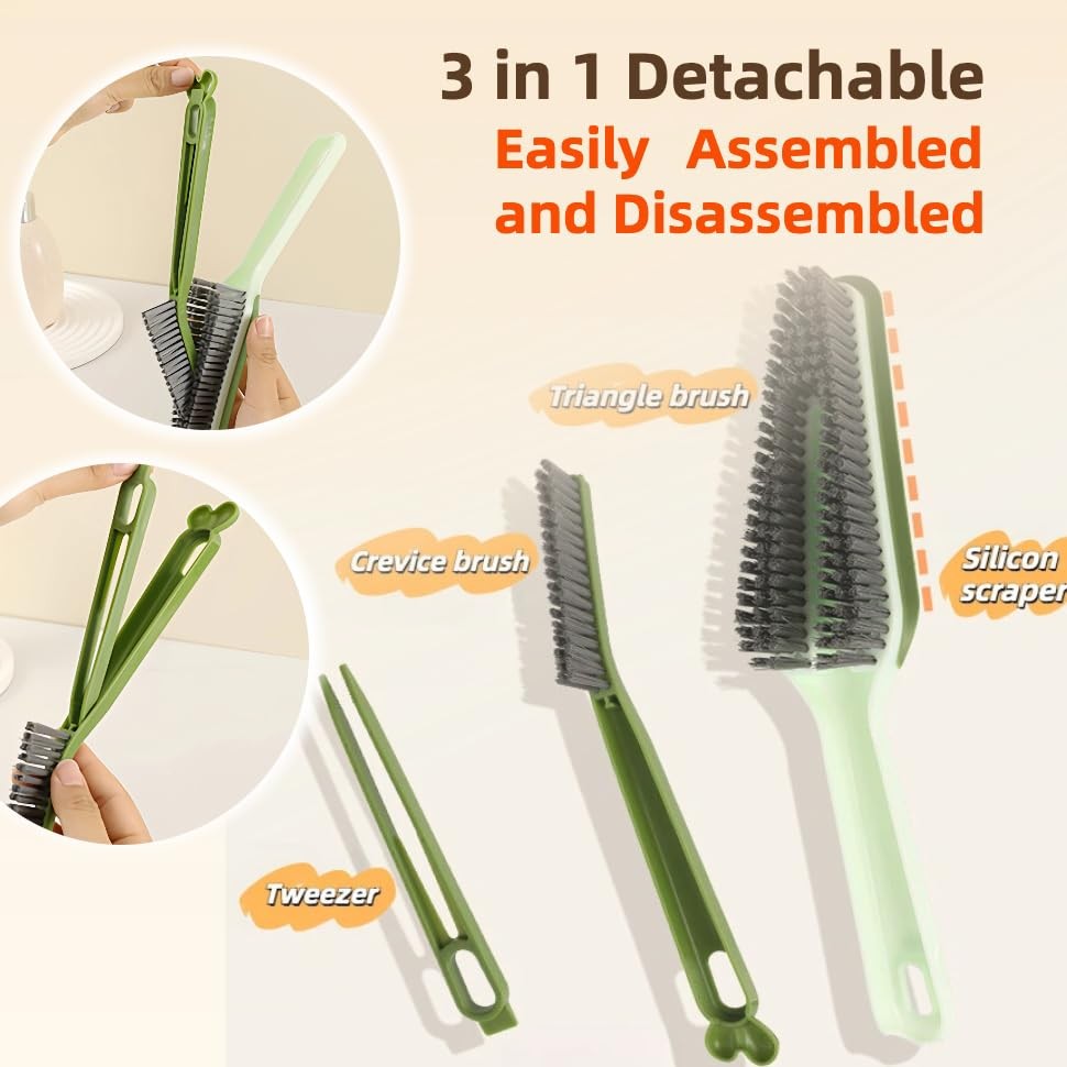 3-in-1 Detachable Crevice Cleaning Brush for Sinks, Faucets & Tile Grout, Mul…