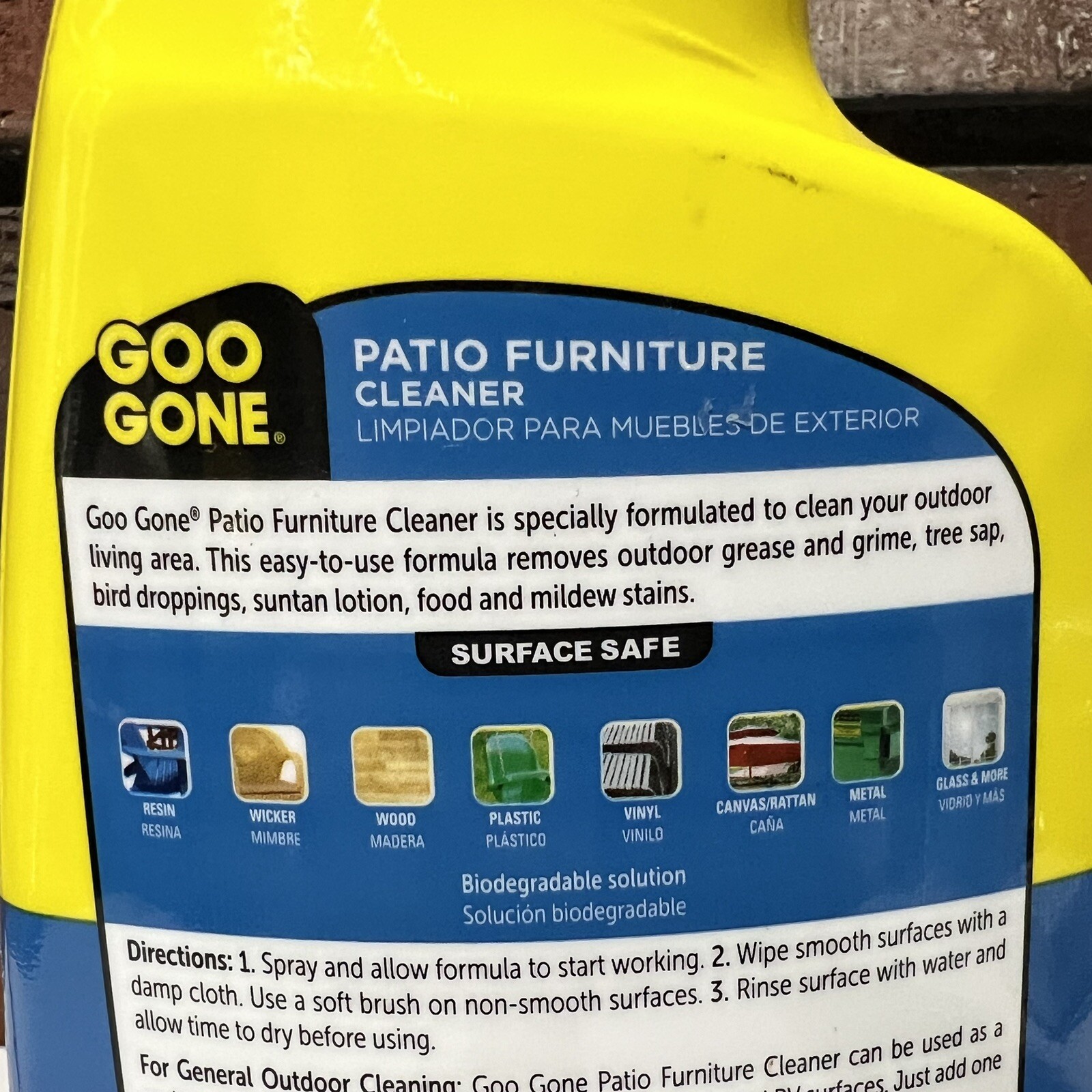 Goo Gone Outdoor Patio Furniture Cleaner Wicker Cushion Spray 24 Oz New