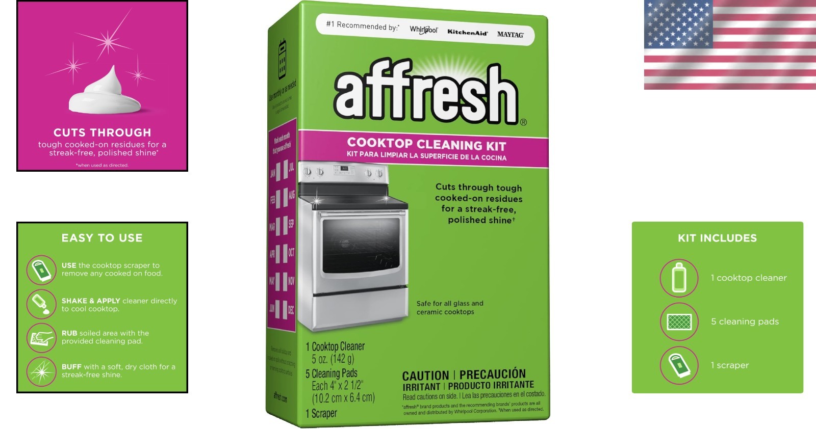 Affresh® Cooktop Cleaning Kit with Cleaner, Pads & Scraper for Streak-Free Shine