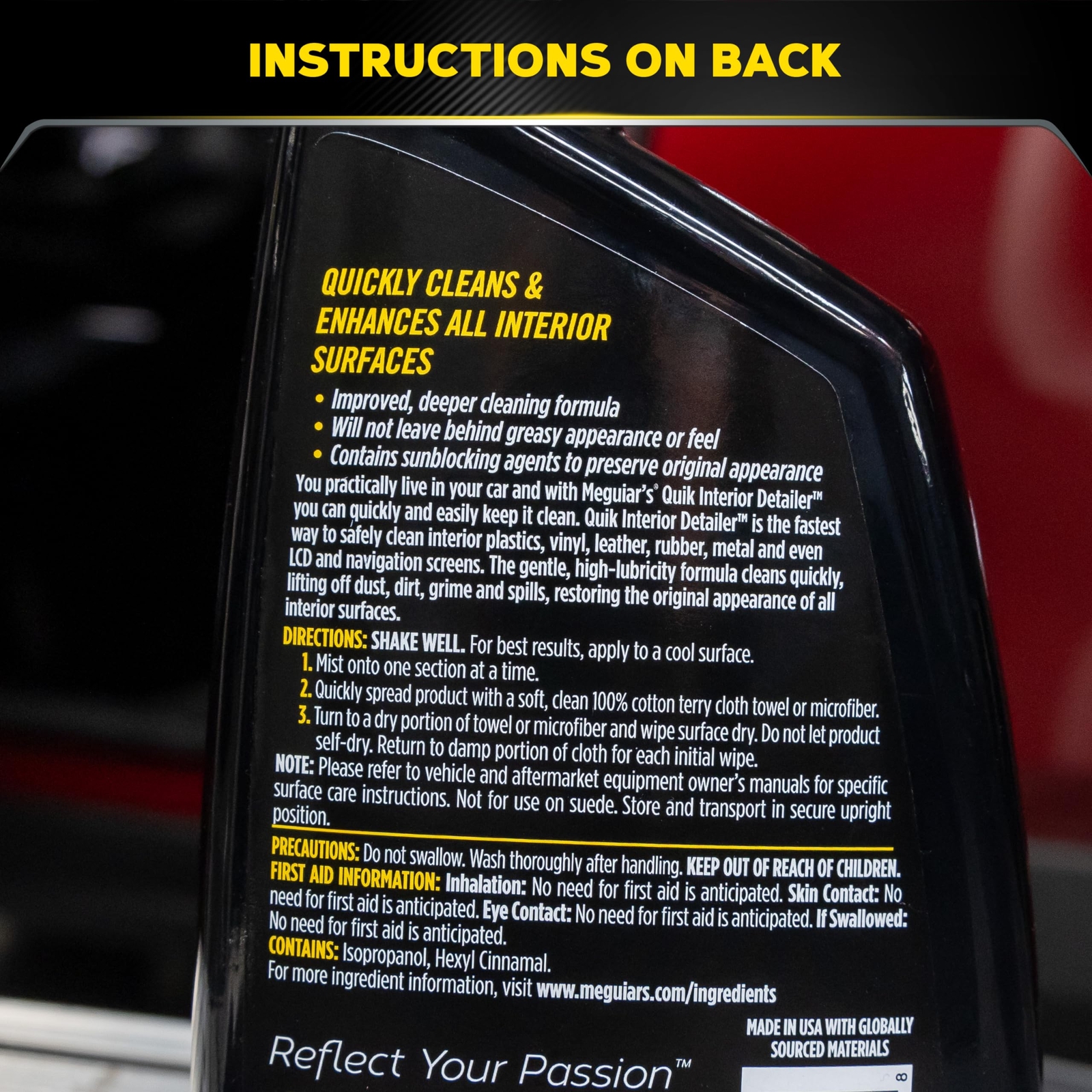 Meguiar’s Quik Interior Detailer Cleaner – 24 Oz Spray Bottle