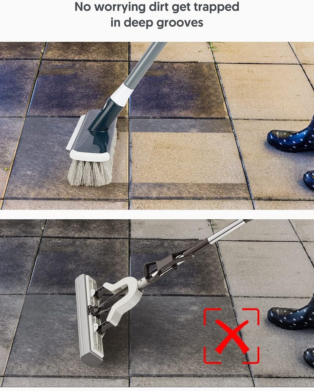 Floor Scrubber with Long Handle, 2 in 1 Scrubbing Brush Stiff Bristle Shower …