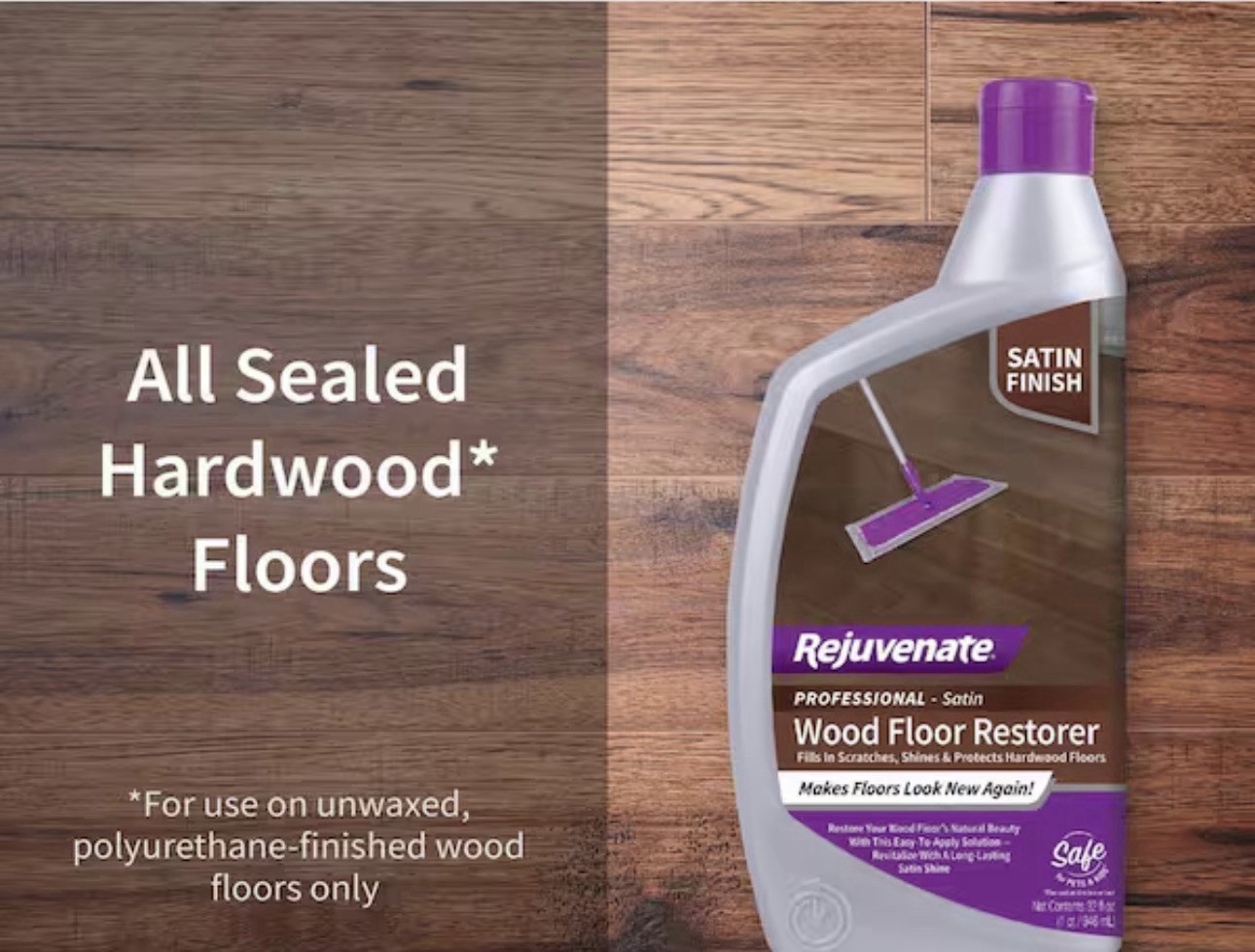 LOT of 3 Rejuvenate Professional Satin Finish Wood Floor Restorer (32oz /bottle)