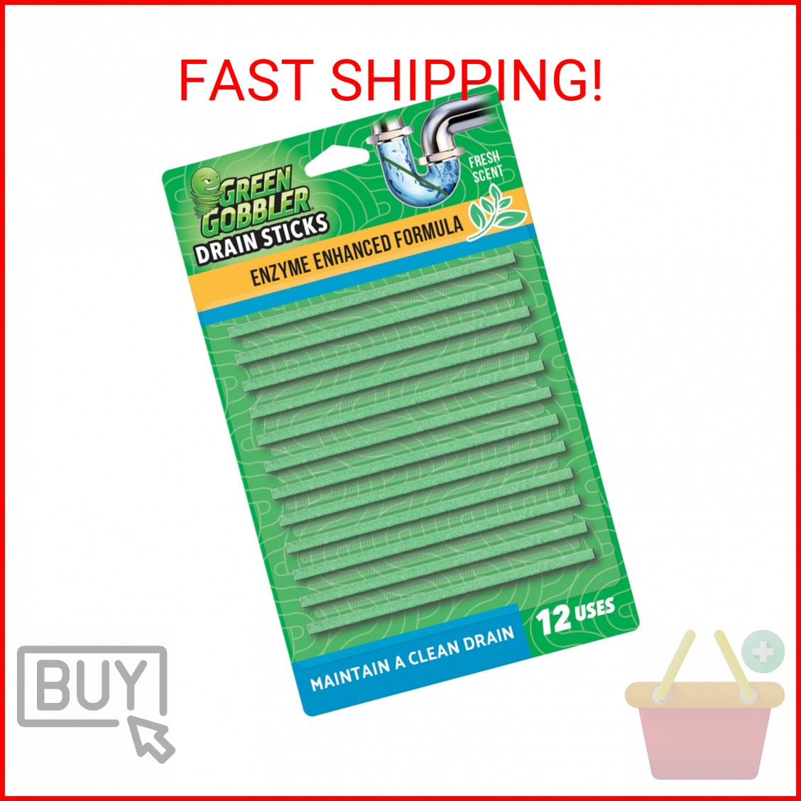 Green Gobbler Drain Cleaner and Deodorizer Sticks with Enzymes – Maintain a Clea