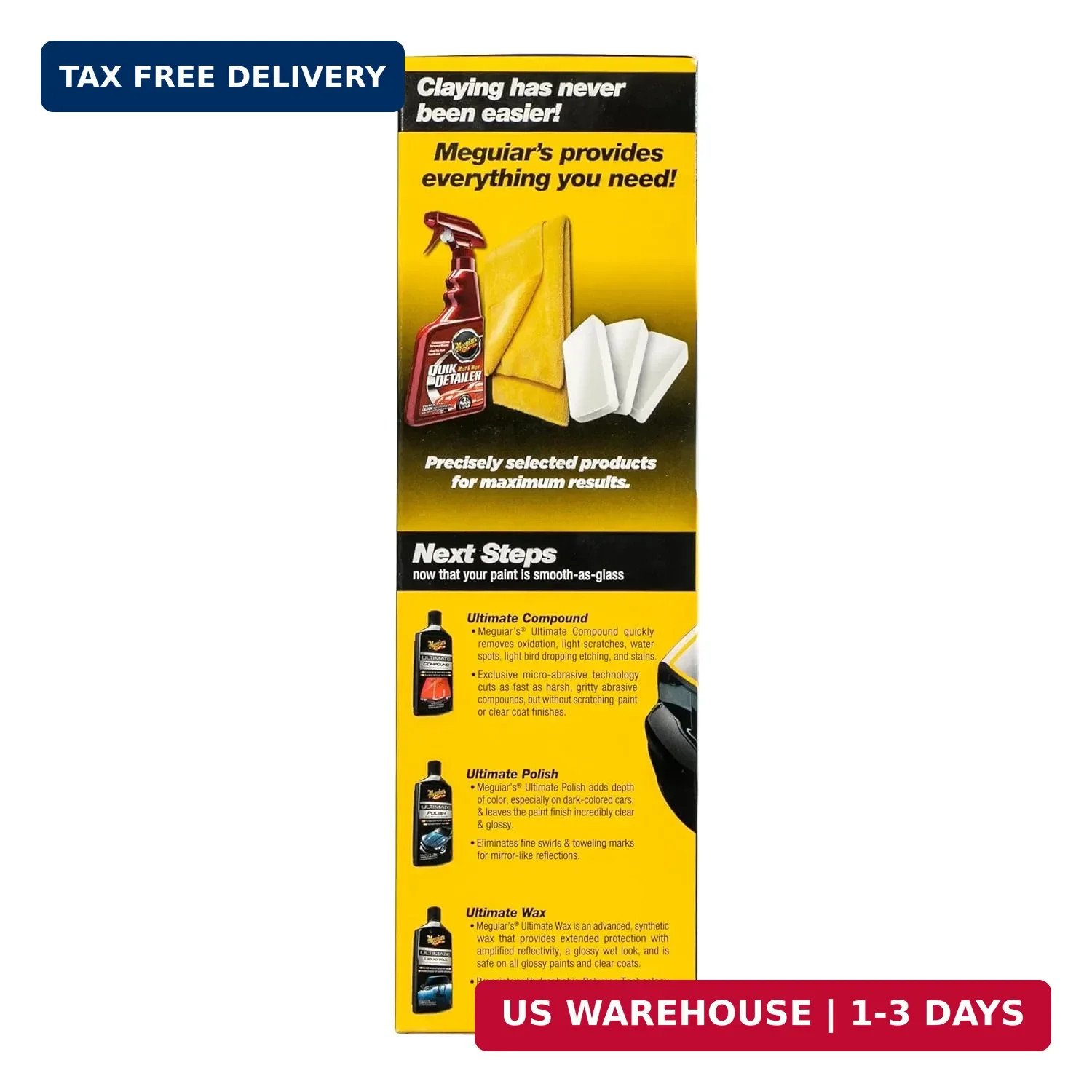 Meguiar’s G191700 Smooth Surface Clay Kit, Safe and Easy Car Claying for Smooth