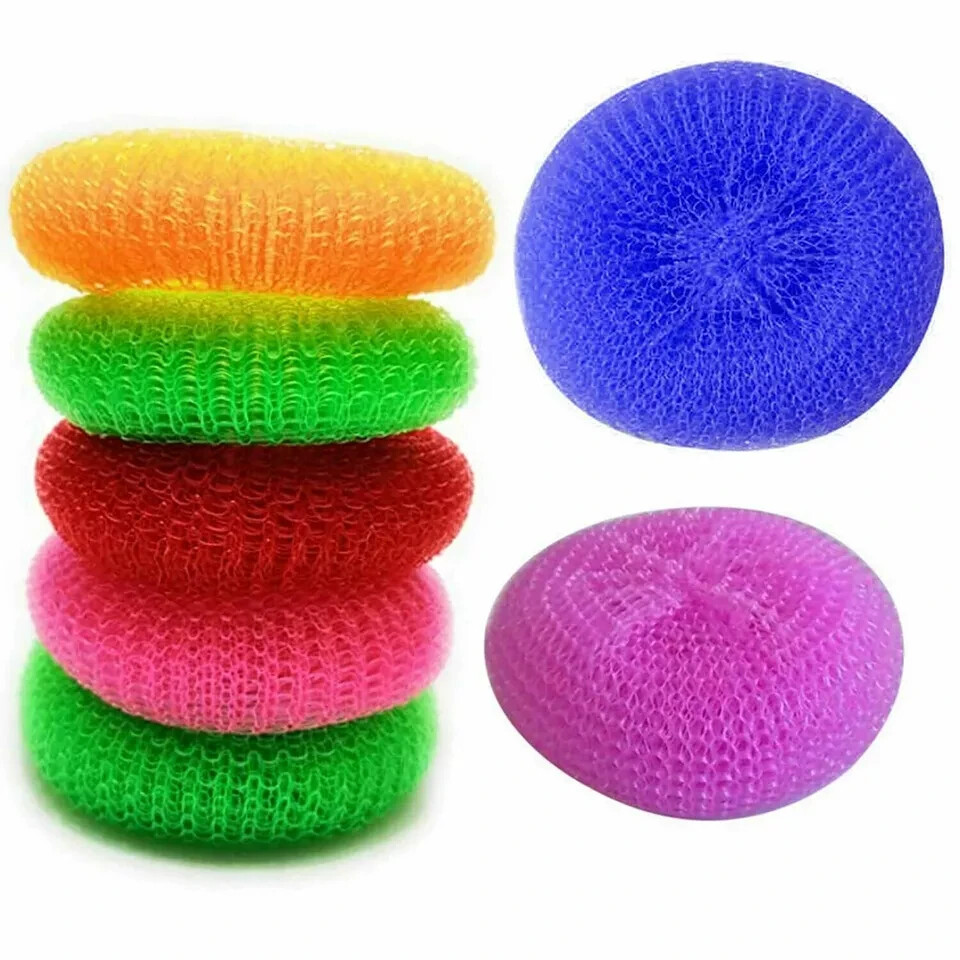 6 pcs Nylon Plastic Scrubber Kitchen Dish Pot Pan Washer Cleaning Plastic Mesh