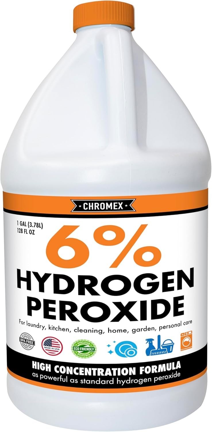 Chromex 6% Hydrogen Peroxide, Food Grade, Home, Kitchen, Bath Cleaner – 1 Gallon
