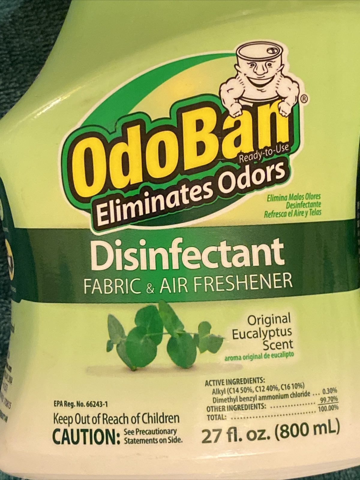 2x OdoBan Disinft Fabric Air Spray Kills 99.9 on Multi Surfaces 27 oz Bottles
