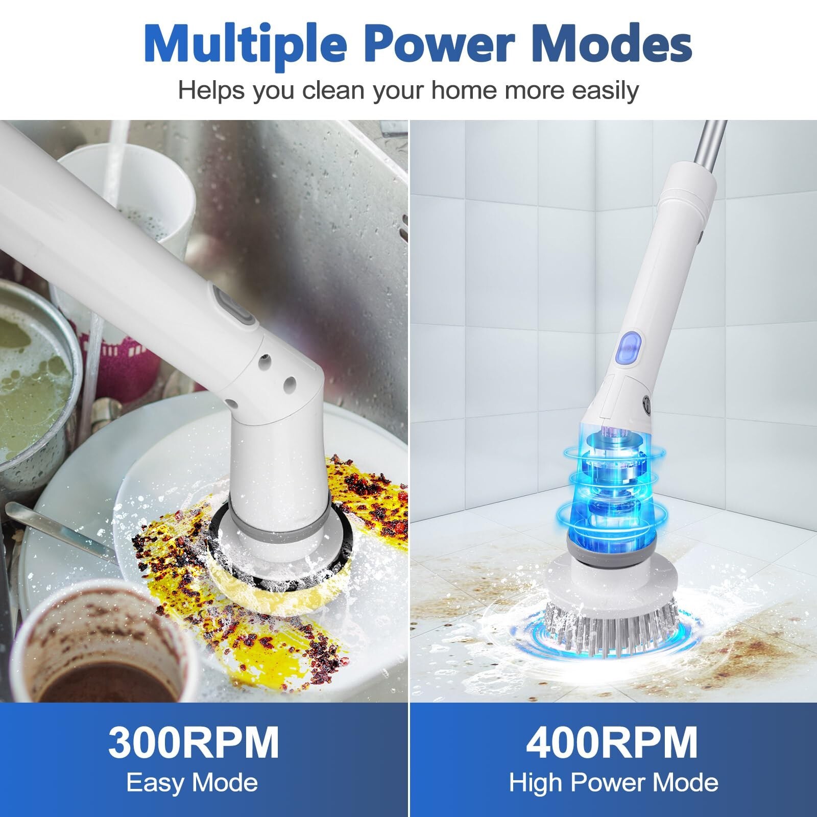 Qimedo Upgrade Rechargeable Electric Scrubber for Cleaning, 45-inch Handheld …