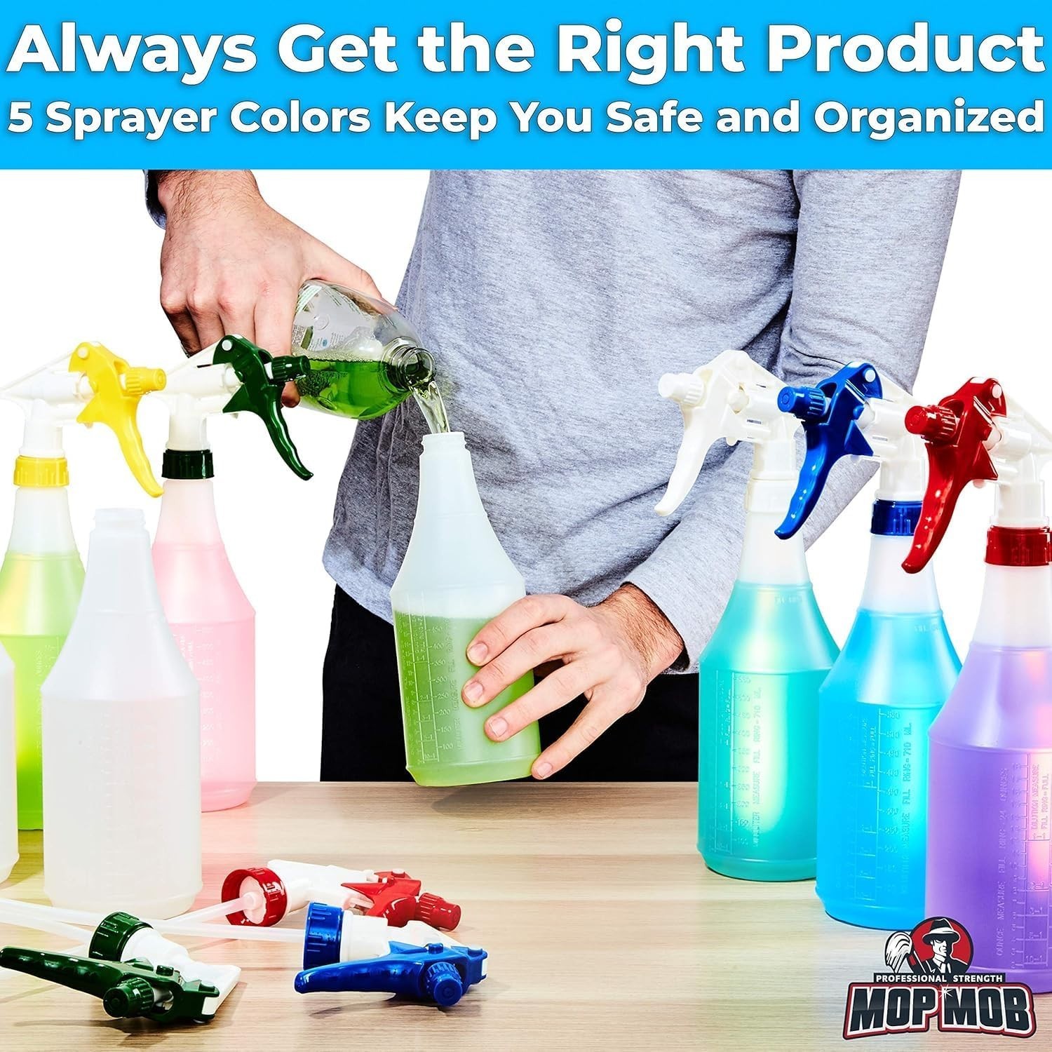 Heavy Duty Industrial Sprayer 10 Pack 24 Ounce Bottles with Low Fatigue Trigger