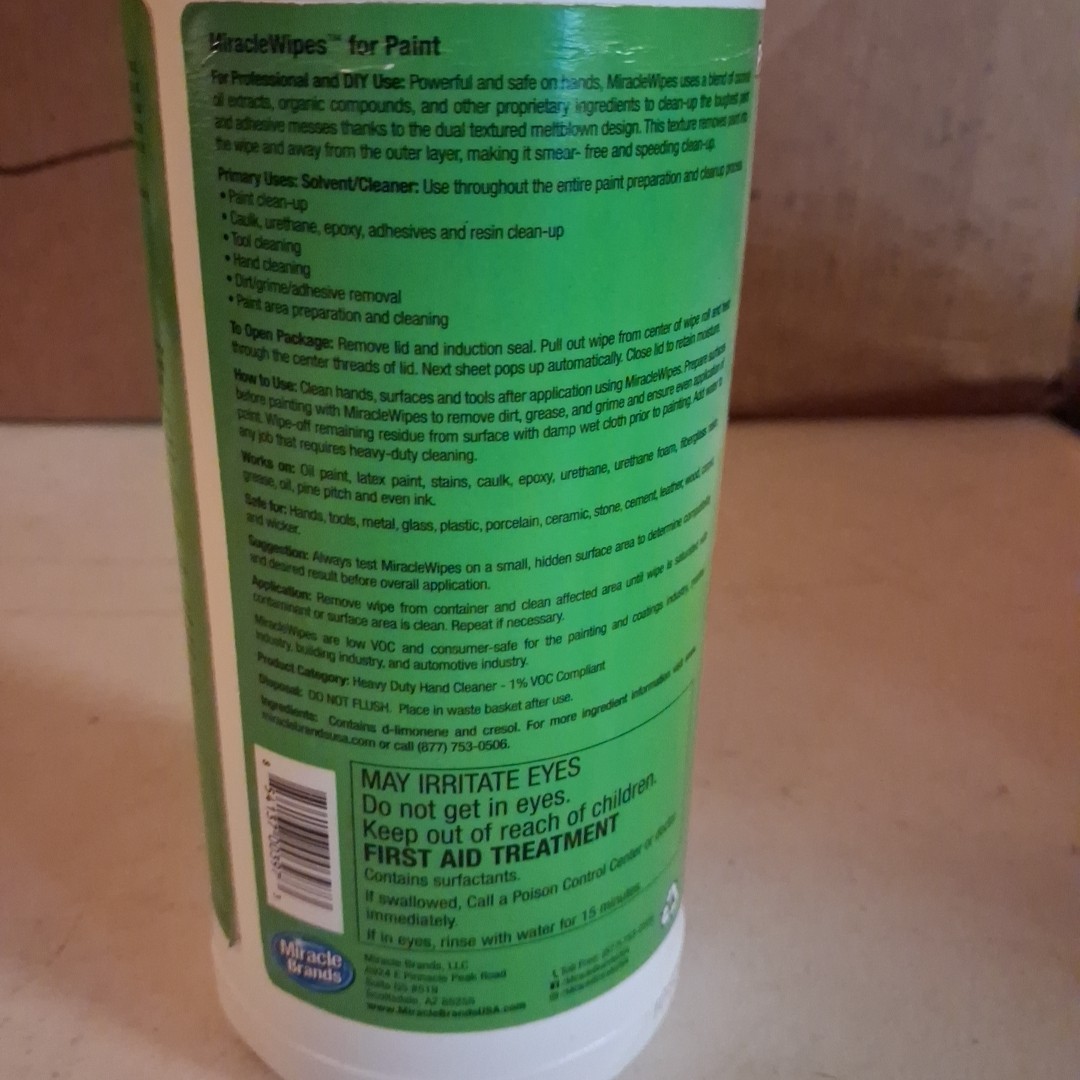 Miracle Wipes For Paint Clean Up Made Easy Profesional Grade Count 20 Wet Wipes