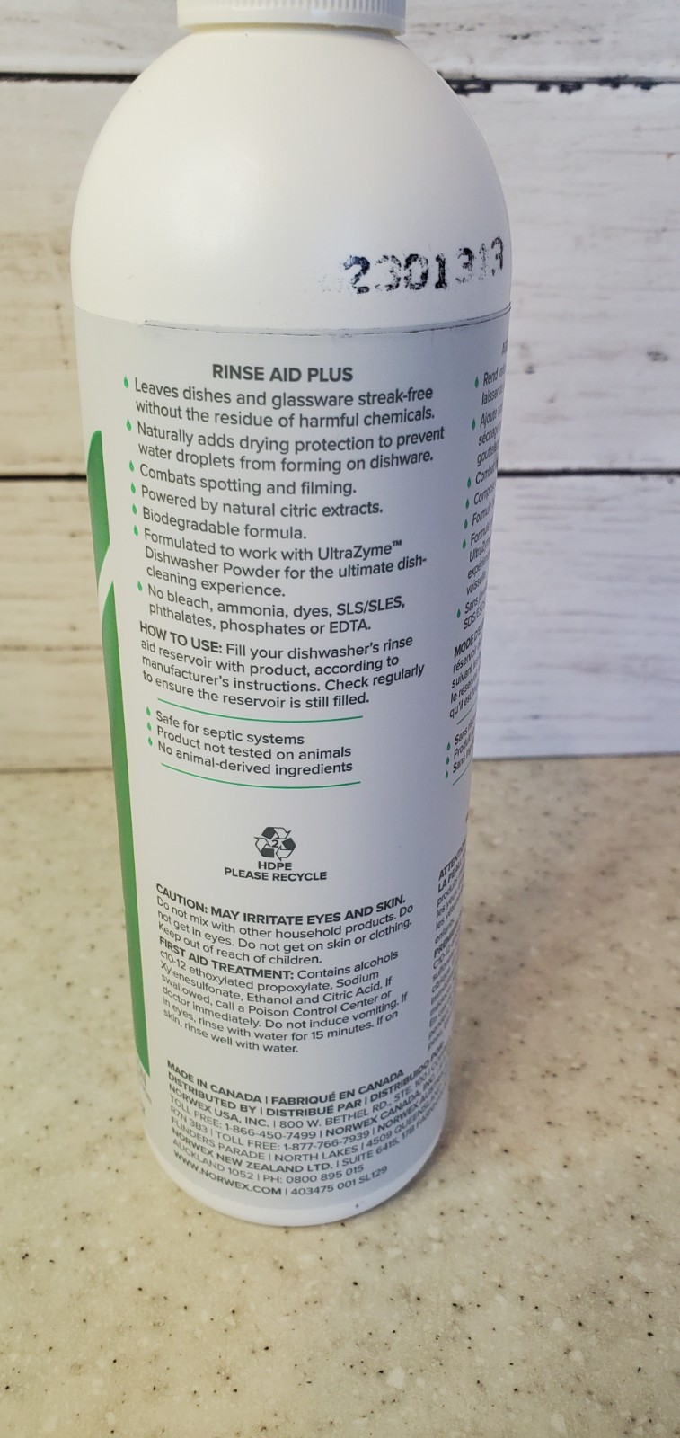 Norwex Rinse Aid Plus – 355mL 12oz – New Bottle! Dishwasher Spotless Dishes