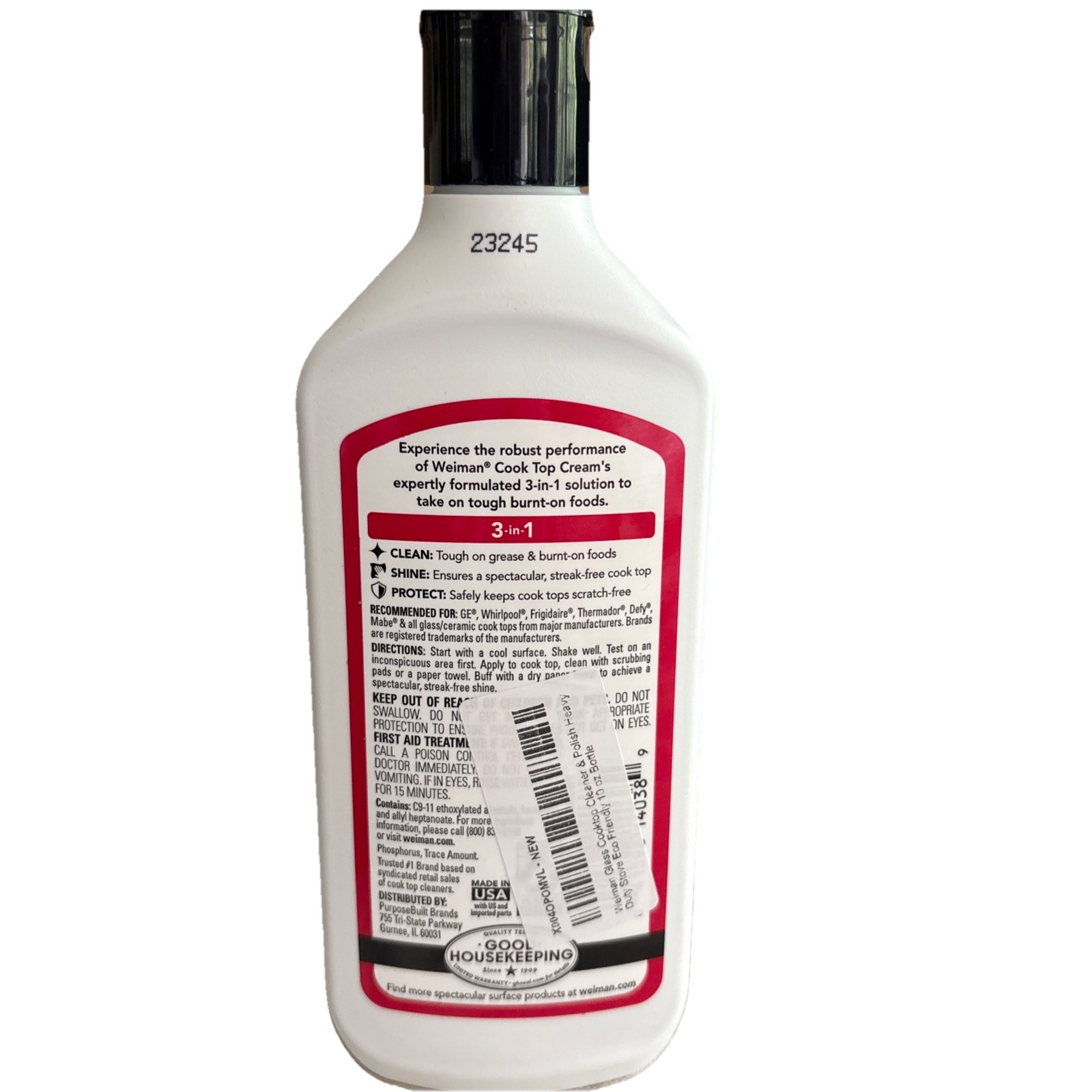 Weiman Cook Top Cream 3-in-1 Clean Shine Protect 10 Oz Tough On Grease New