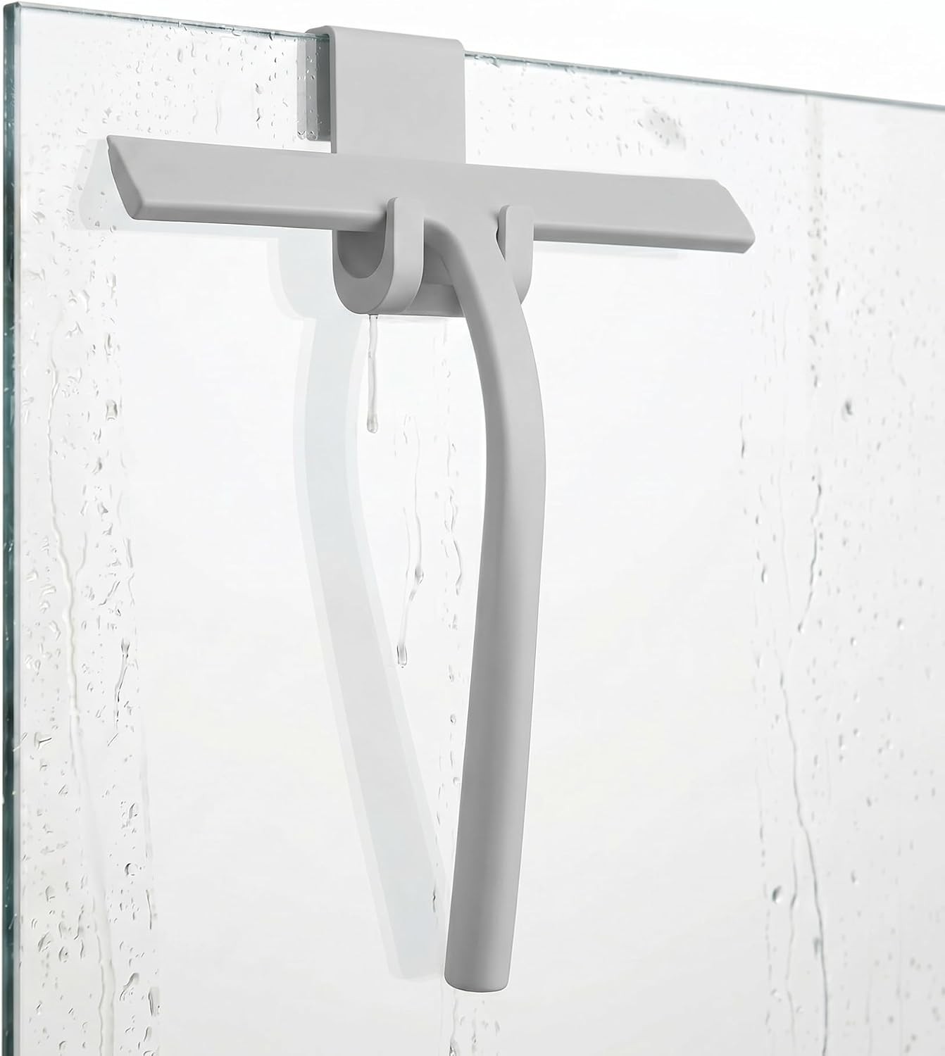 Shower Squeegee for Glass Doors, Mirror Window Tile Scrubber Cleaner with Hook