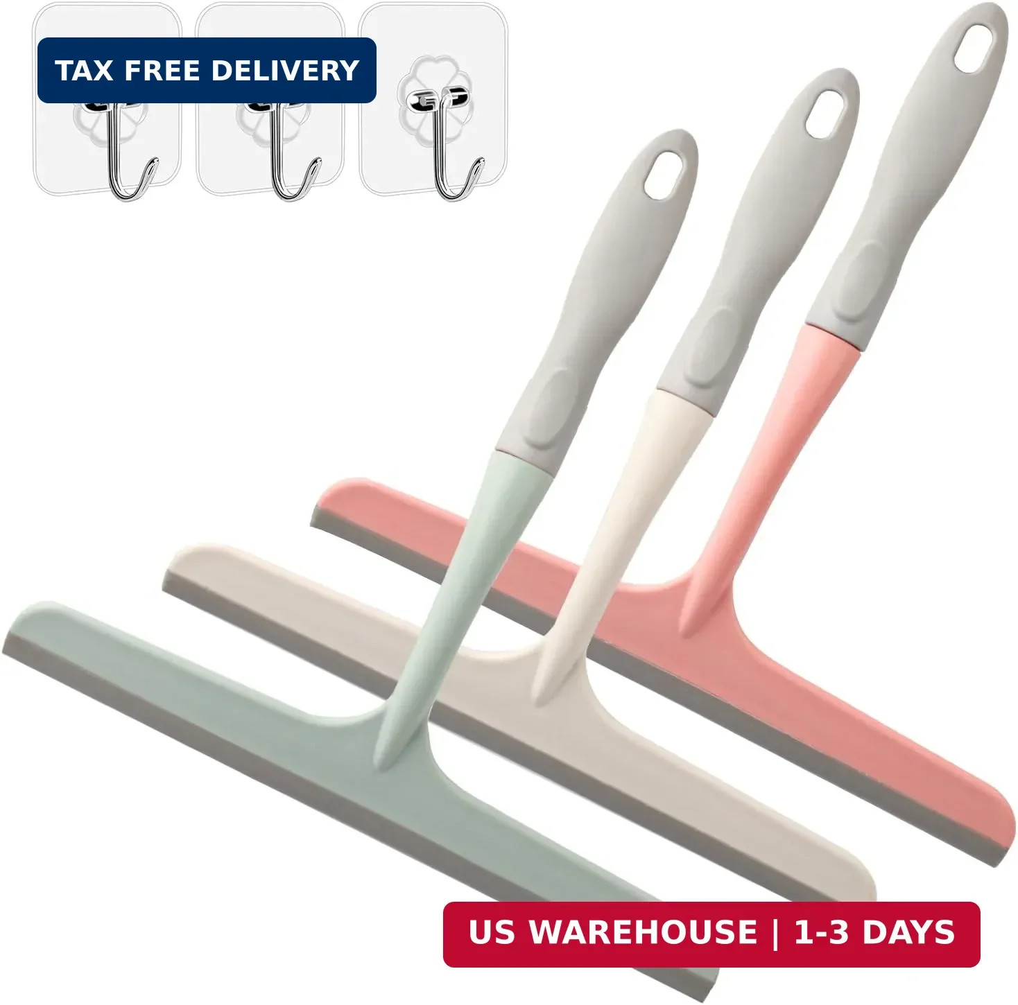 3 Pcs Shower Squeegee for Glass Doors, Car Window Squeegee, Streak-Free Mirror C