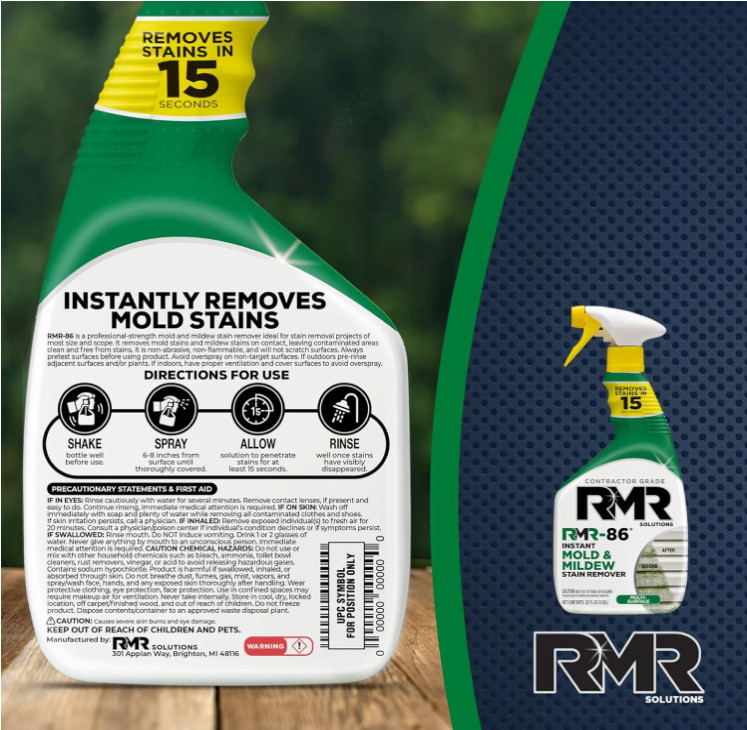 RMR-86 Instant Mold and Mildew Stain Remover Spray – Scrub Free Formula,30 Fl Oz