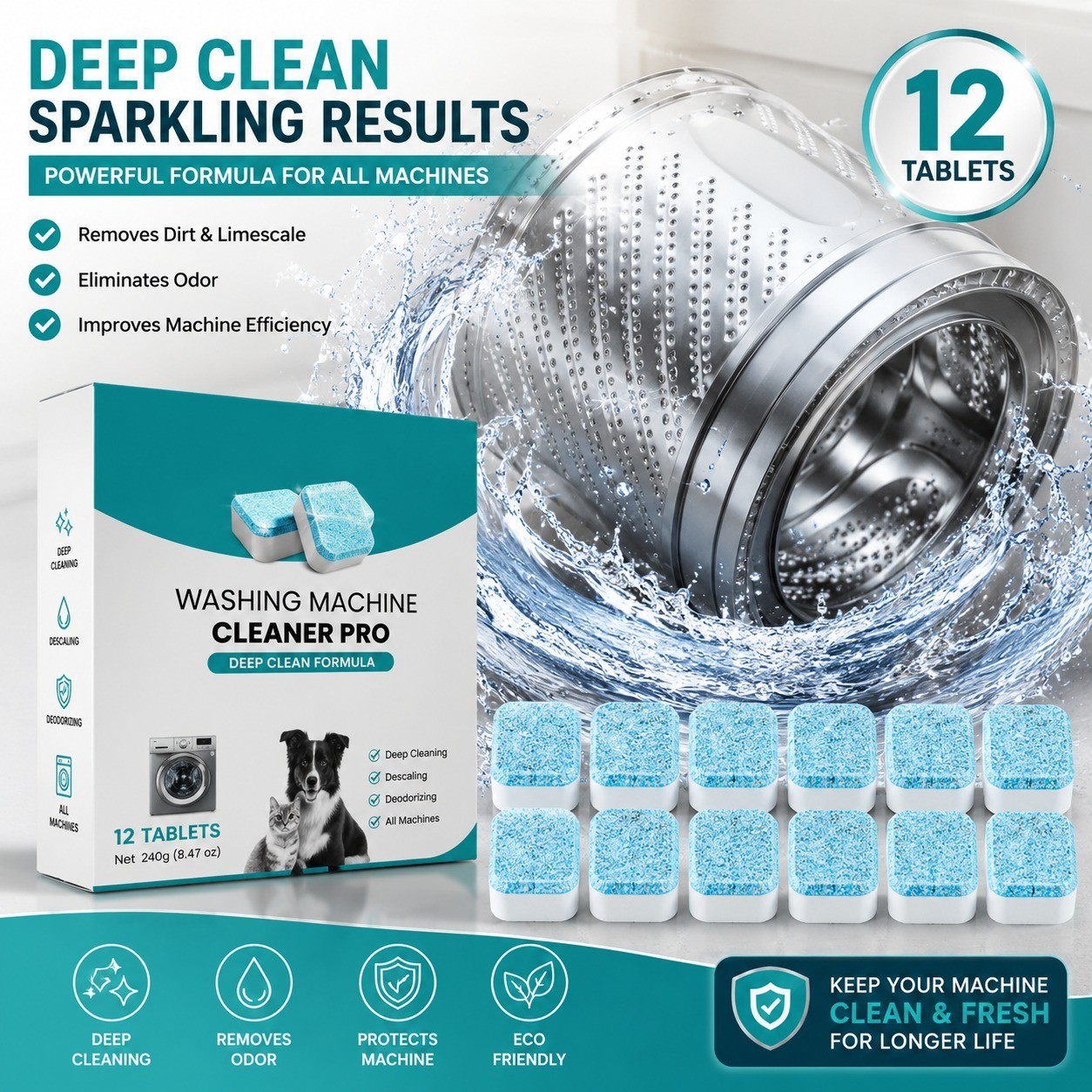 12pcs washing machine cleaning tablets clothing machine cleaning tablets 12pcs