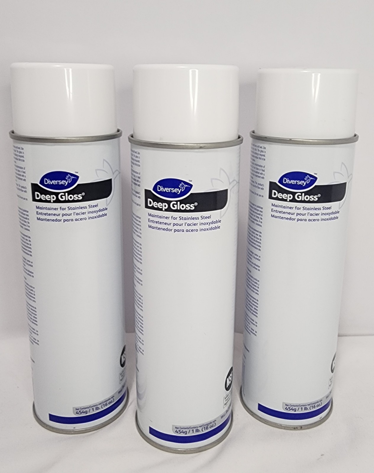 Lot Of 3x DIVERSEY 94970590 Deep Gloss Stainless Steel Maintainer 16oz Aerosol