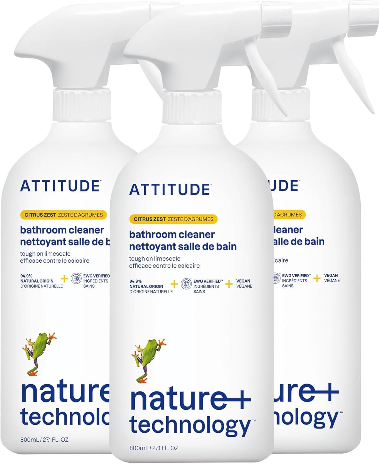 ATTITUDE Bathroom Cleaner Spray, EWG Verified, Plant-Based & , Safe for Bathr…