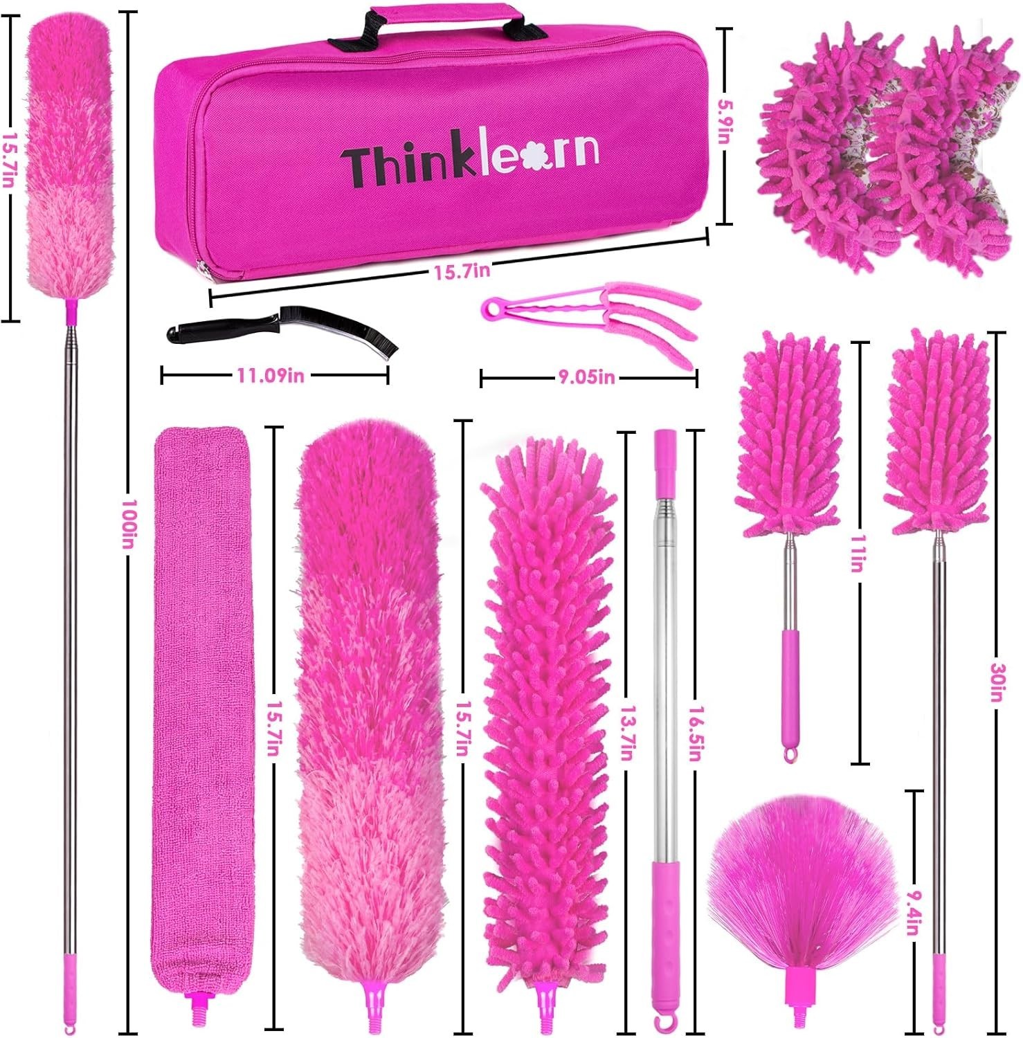 Microfiber Dusters for Cleaning,14PCS Feather Dusters with Extension Pole,Ben…