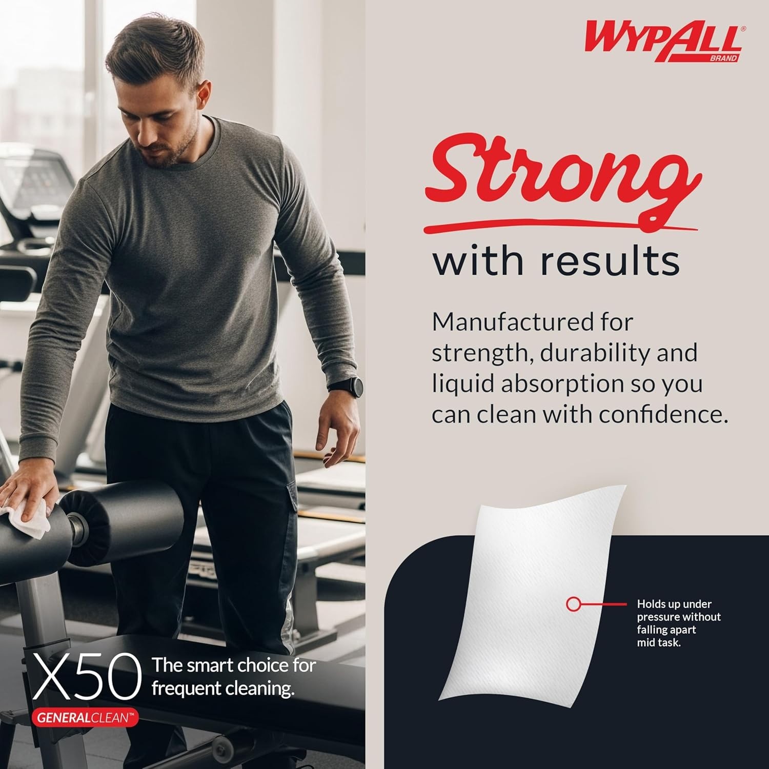 GeneralClean X50 Cloths, Strong Towels, 1 Roll, 1,100 Sheets