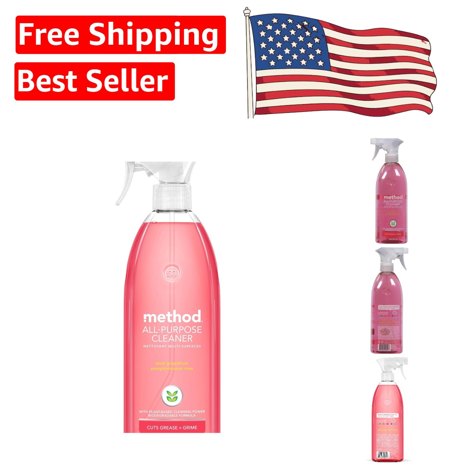 Pink Grapefruit All-Purpose Cleaner – 28 Oz Eco-Friendly Spray For Every Surface