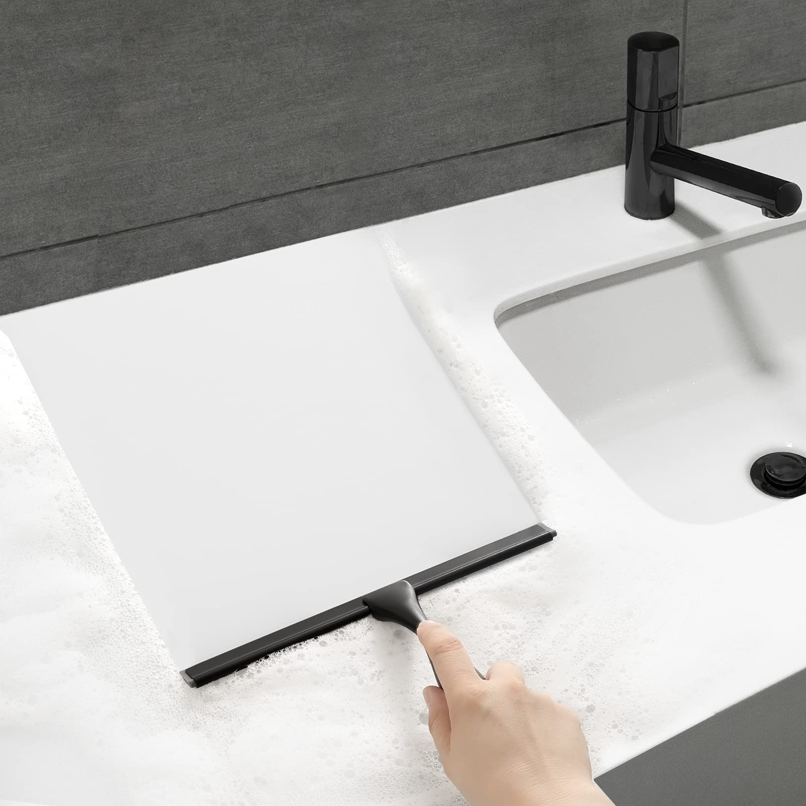 Rubber Squeegee for Shower HIWARE 10 Inch Stainless Steel Black