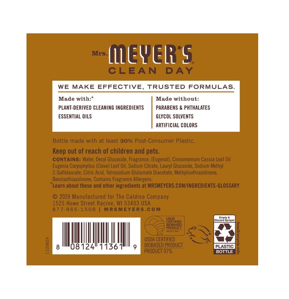 Mrs. Meyer’s Clean Day Multi-surface Cleaner, Acorn Spice, 16 Fl Oz, Pack of 2