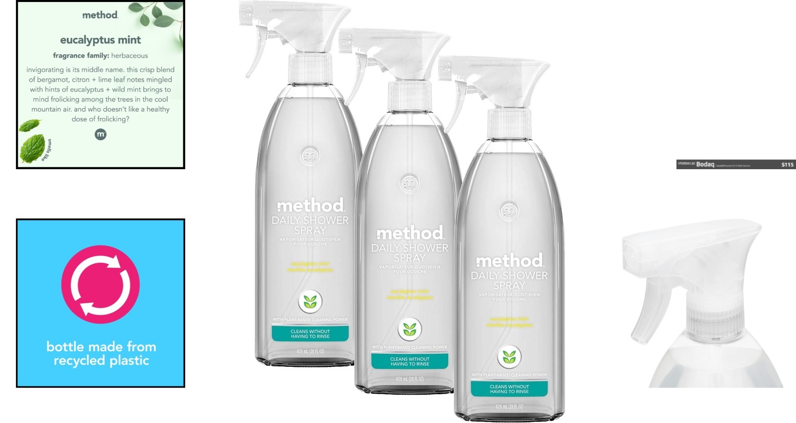 Freshen Your Shower with Method Eucalyptus Mint Cleaner, 28oz, Pack of 3