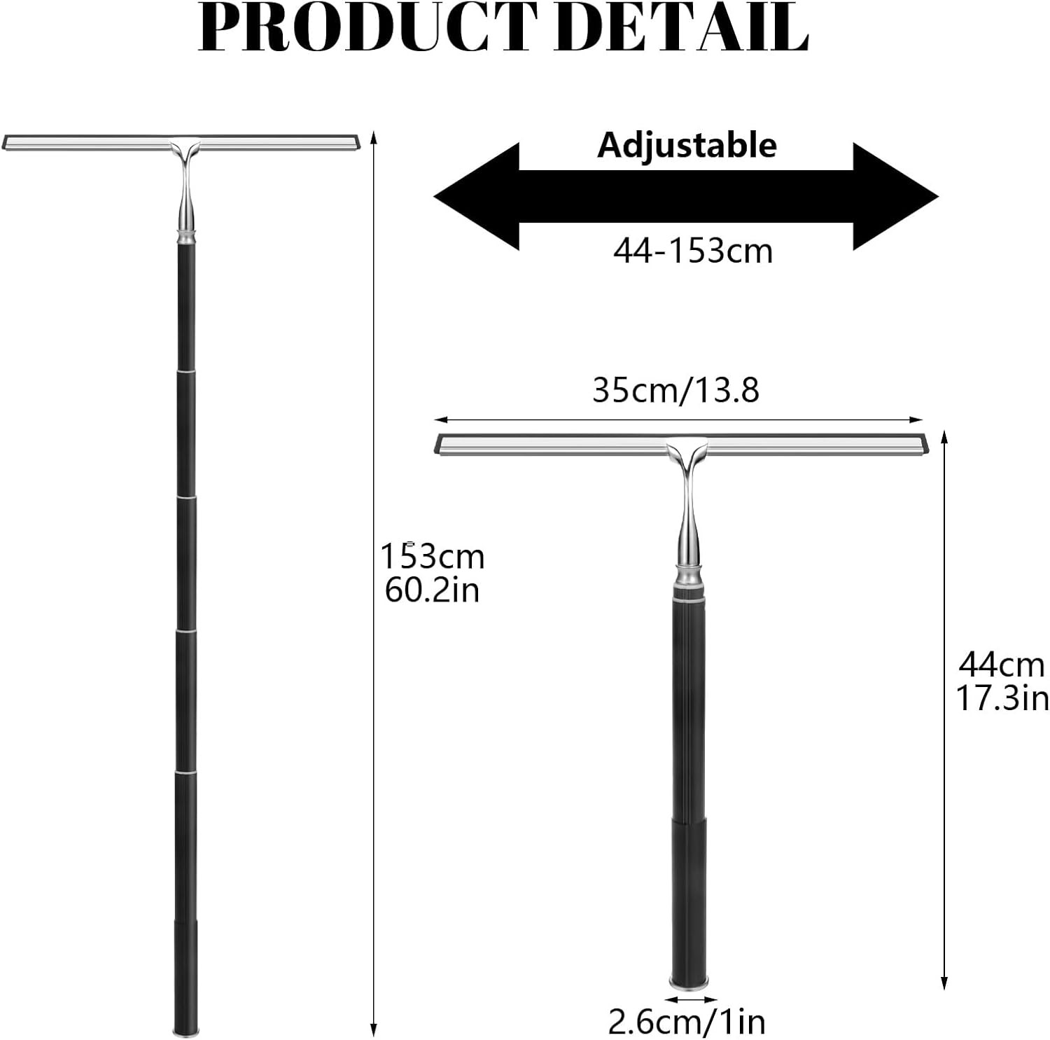 Shower Squeegee with Long Handle,Window Squeegee with Extension Pole Squeegee fo