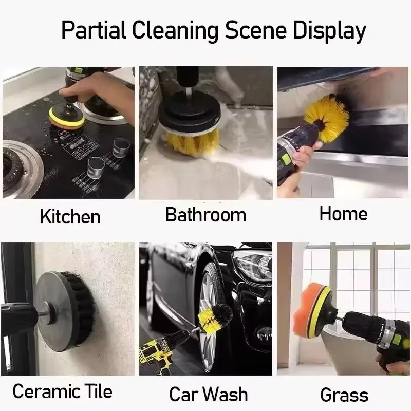 Brush Drill Brush Attachment Power Scrubber Tools for Cleaning Carpet & Leather