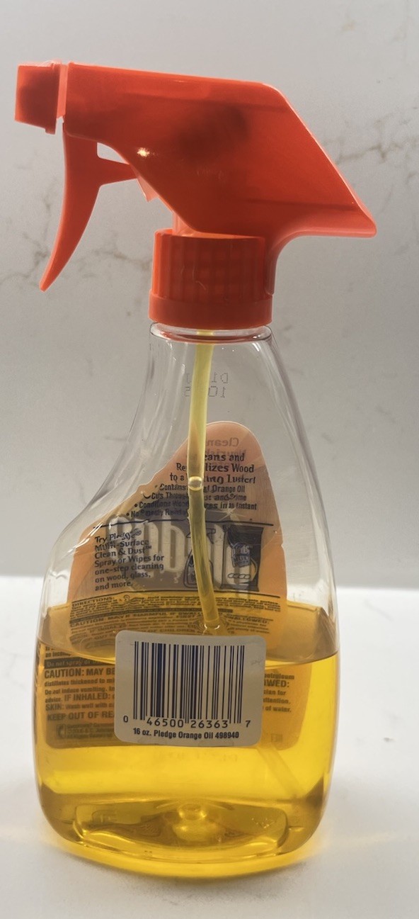 2001 Pledge 26363 16 oz. Pledge With Orange Oil- Trigger Spray Bottle, 1/2 Used