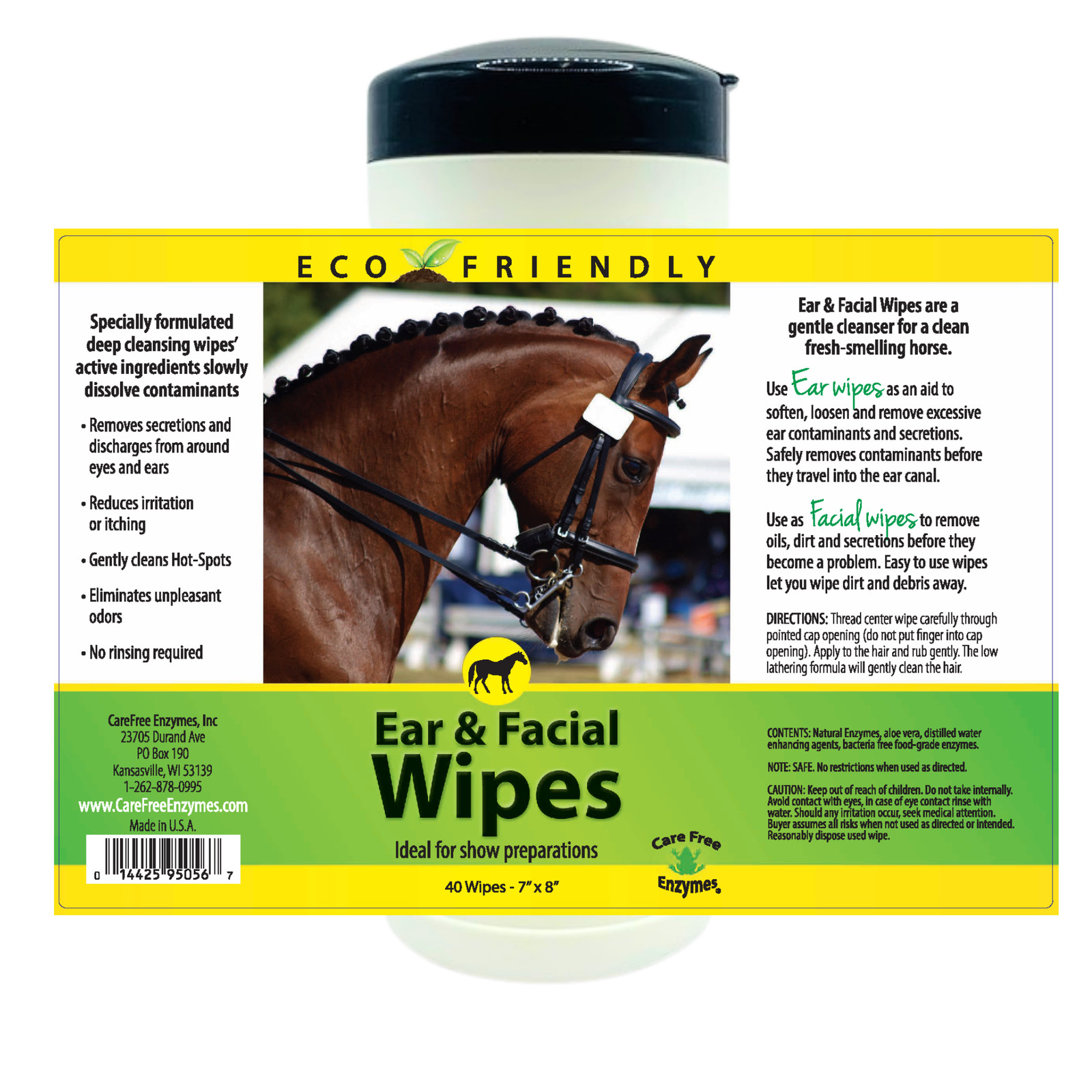 Gentle Equine Face & Ear Wipes | Cleans Sweat & Dirt | Horse Facial & Ear Wipes