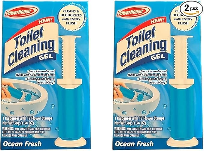 Toilet Cleaning Gel Dispenser w/ 12 Flower Stamps 2 Packs – Cleans and Freshens
