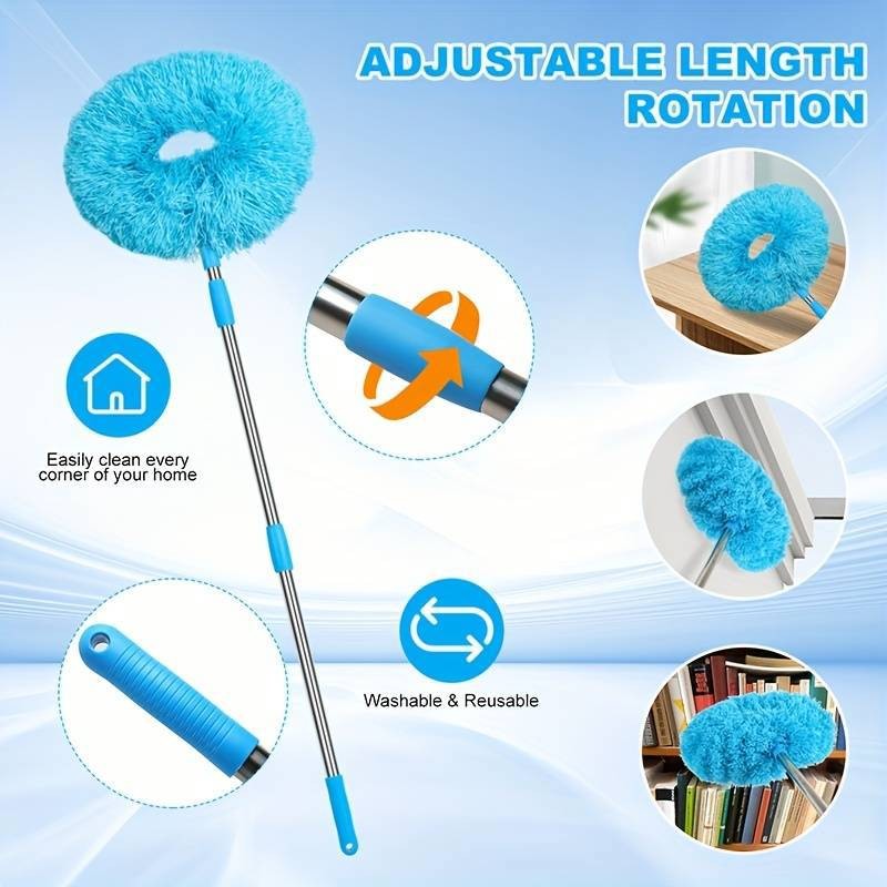 1pc Ceiling Fan Light Duster with Extension Pole Washable Microfiber Dust Brush