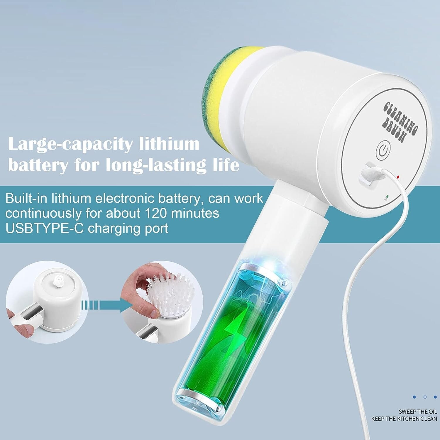 Handheld Wireless Electric Spin Household Cleaning Brush Rechargeable Foldable