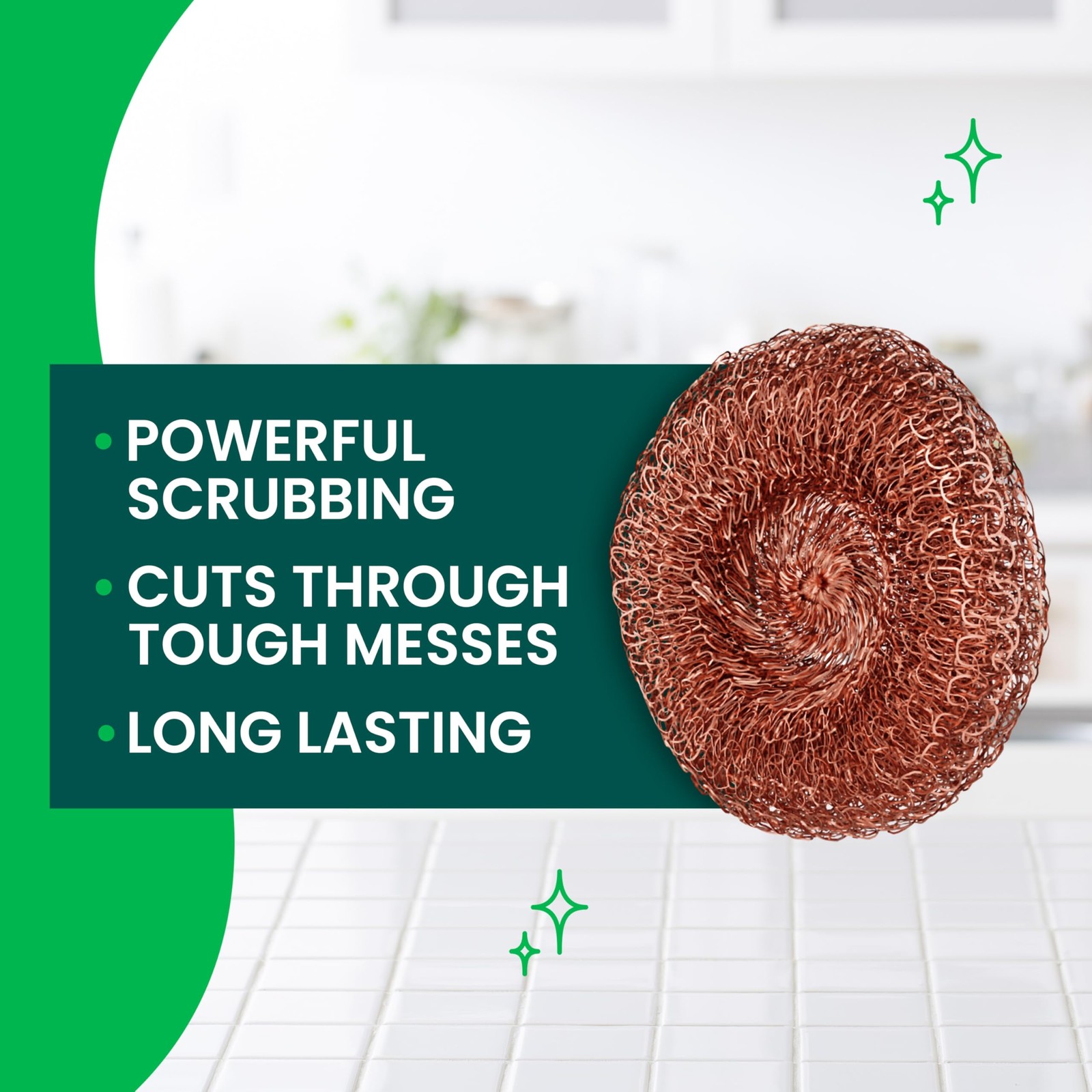 Scotch-Brite Copper Coated Scrubbers, Scouring Pads for 3 Brown